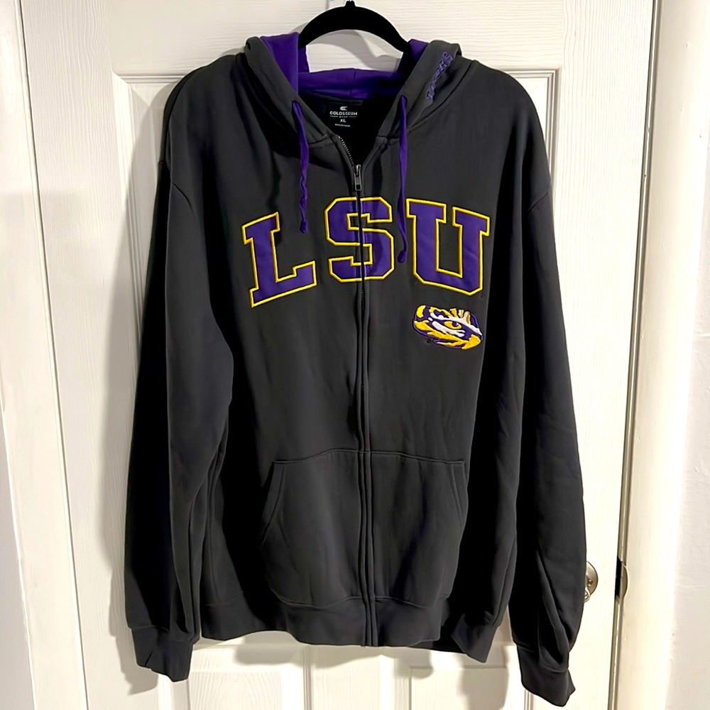 Men’s LSU tigers Hoodie Sweater, Colosseum, Size XL, Gray
